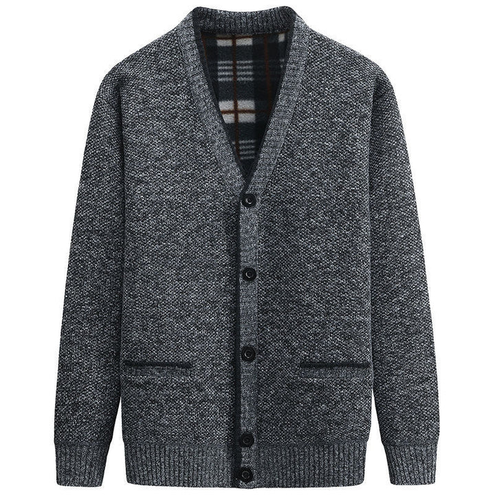 Herren Strickjacke mit V-Ausschnitt und hochwertigen Details Echoarchiv