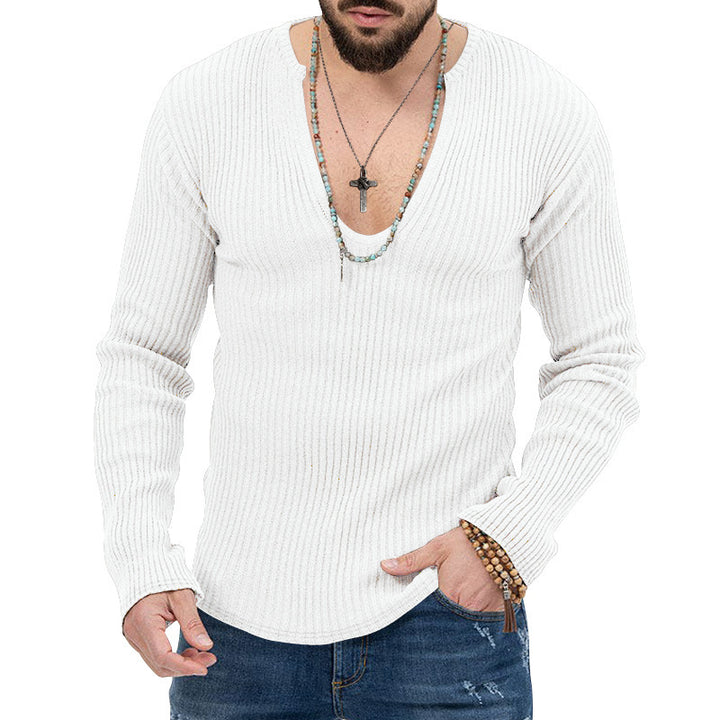 Herren Rippenpullover mit V-Ausschnitt Echoarchiv