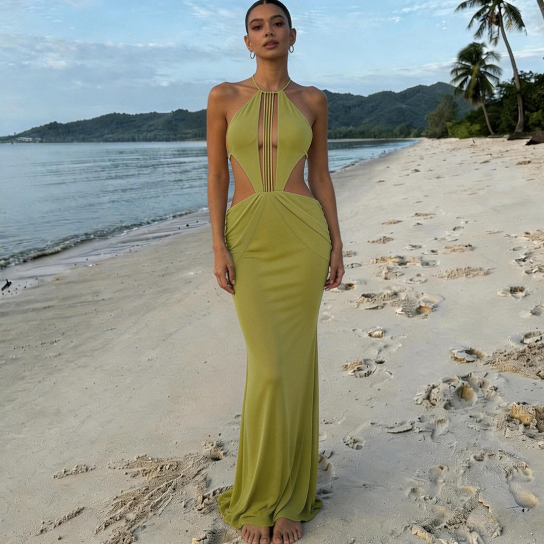 Damen Cut-Out Maxikleid mit raffinierten Transparenz-Elementen Echo Archiv