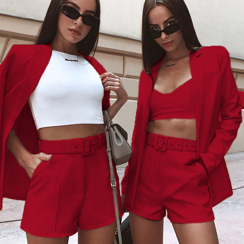 Damen Elegantes Zweiteiliges Blazer‑Shorts‑Set mit tailliertem Reversblazer und High‑Waist Shorts – Valéne