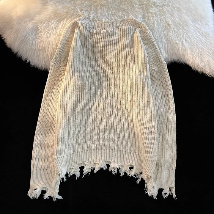 Herren lässiger Strickpullover mit fransigen Abschlüssen Echoarchiv