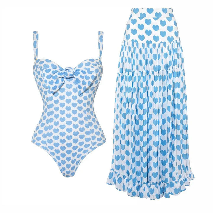 Damen Bikiniset mit Bandeau-Oberteil und Rüschenshorts Echo Archiv