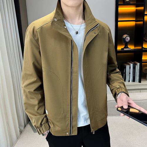 Herren Leichter Utility-Canvas-Blouson mit Stehkragen und elastischen Bündchen Echoarchiv
