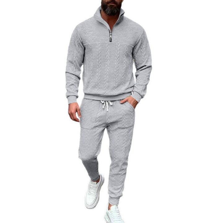 Herren lässige Strick-Jogginganzug mit hohem Kragen und Reißverschluss Echoarchiv