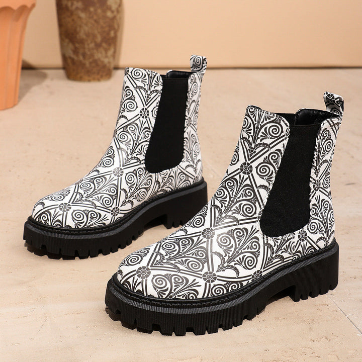 Damen ChelsEchoarchiv Boots mit trendigem Muster und rutschfester Sohle Echoarchiv