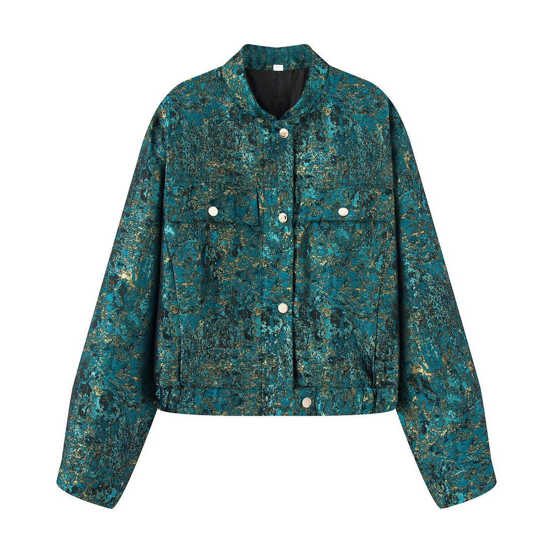Damen Kurzjacke im Oversize-Boxy-Schnitt mit strukturierter Metallic-Optik Echoarchiv