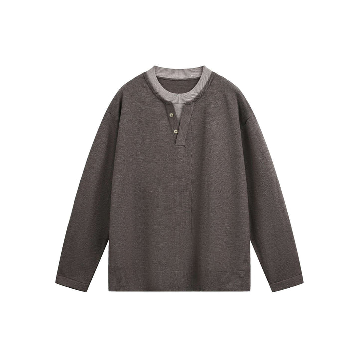 Unisex Lässiges Oversize‑Sweatshirt mit Henley‑Knopfleiste und geripptem Layer‑Kragen Echoarchiv