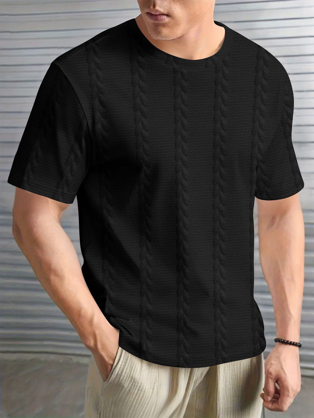 Herren lässiges T-Shirt mit strukturiertem Design Echoarchiv