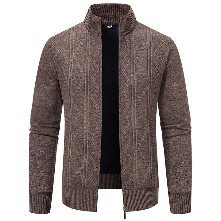 Herren Strickjacke mit modernem Reißverschluss und dekorativem Muster Echoarchiv