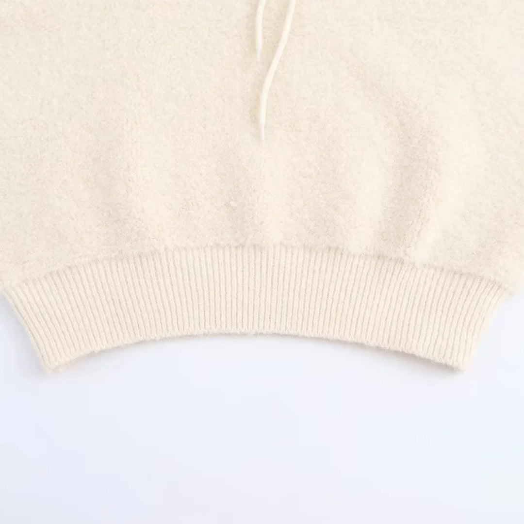 Damen Ärmellose Strickweste mit gesteppter Kapuze und halbem Reißverschluss Echoarchiv