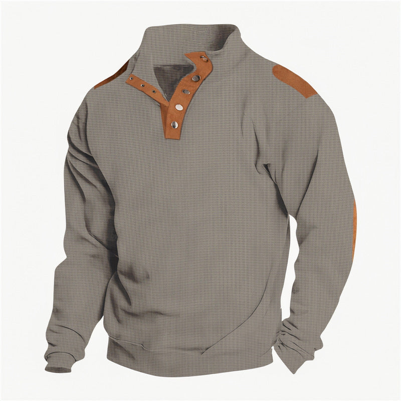 Herren lässiger Pullover mit modischer Knopfleiste und verstärkten Schultern Echoarchiv