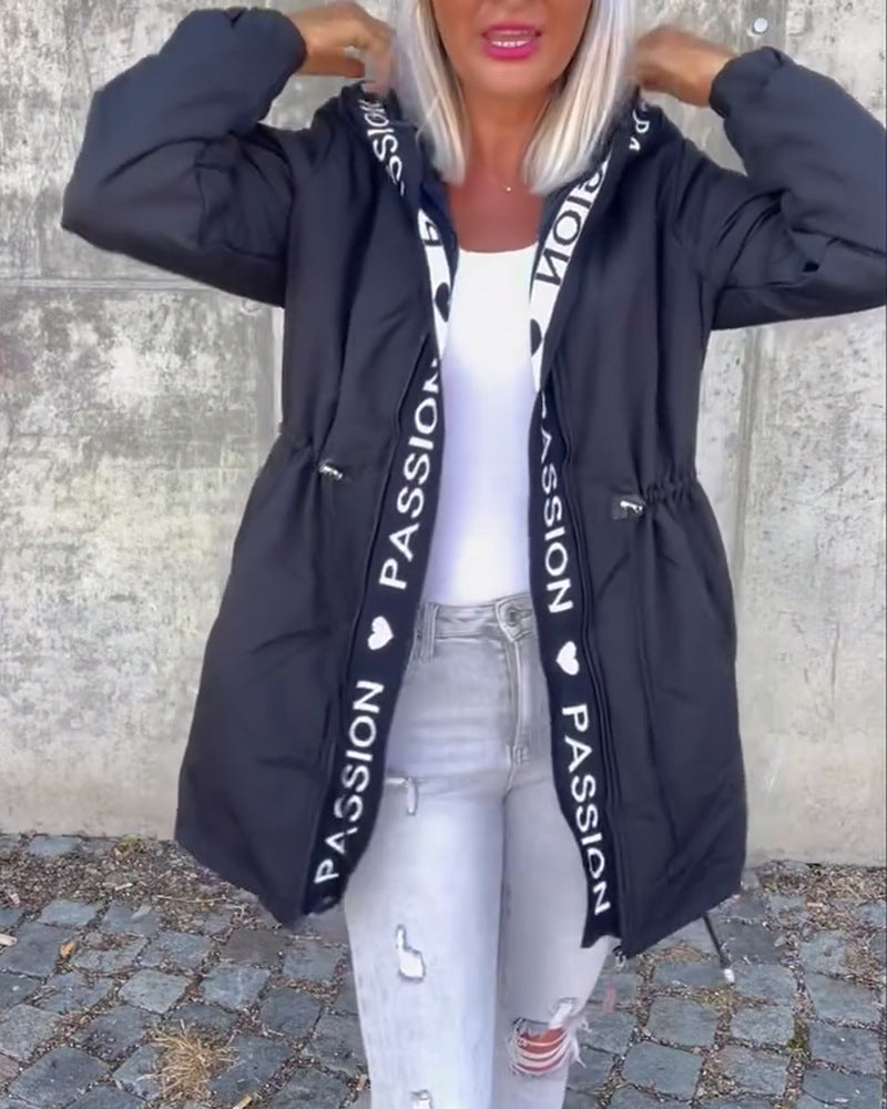 Damen nan Kapuzenparka mit Tunnelzugtaillierung und Logoband-Reißverschluss Echo Archiv