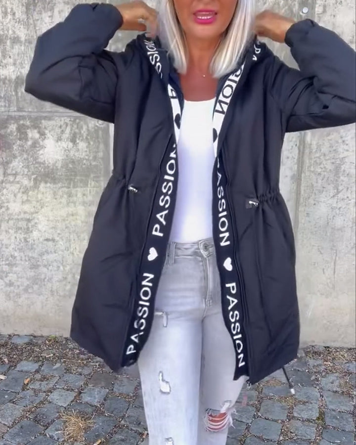 Damen nan Kapuzenparka mit Tunnelzugtaillierung und Logoband-Reißverschluss Echo Archiv