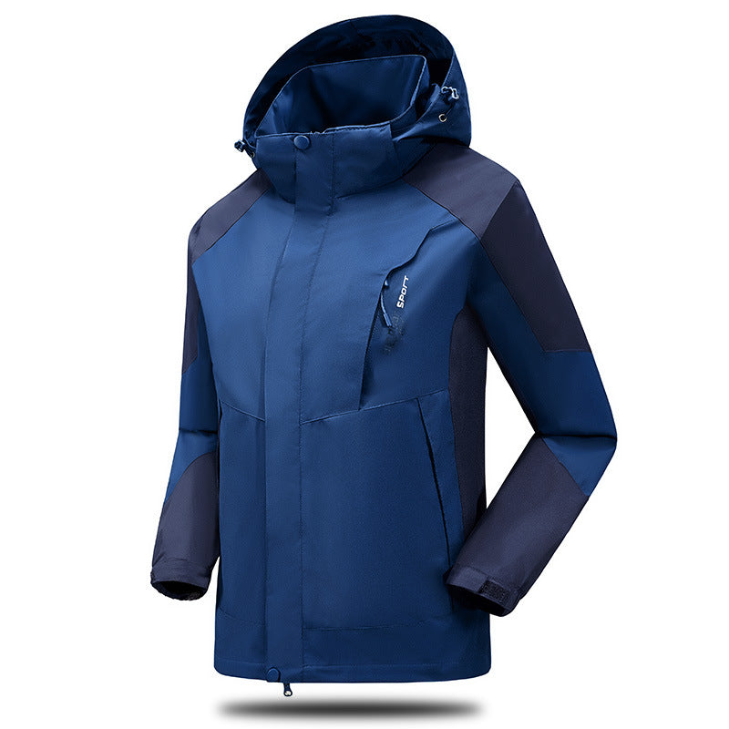 Herren Wasser- und winddichte Softshell‑Outdoorjacke mit verstellbarer Kapuze und Reißverschlusstaschen Echoarchiv