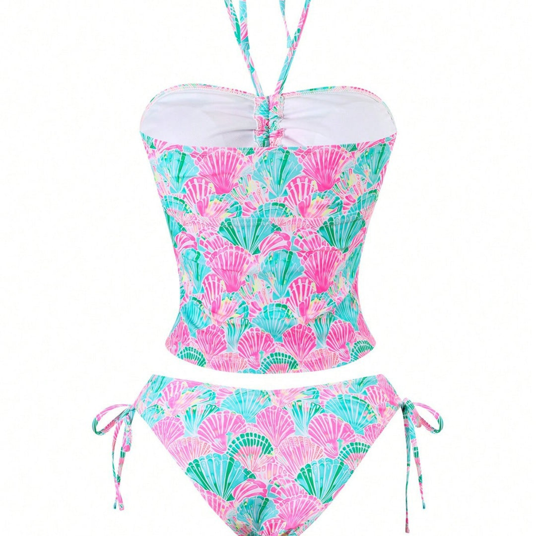Damen Bandeau-Bikini mit verspieltem Muschelmuster und verstellbaren Trägern Echo Archiv