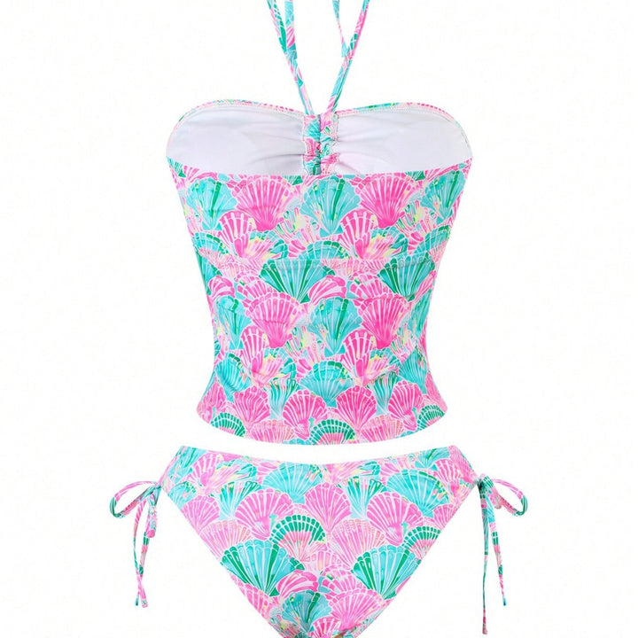 Damen Bandeau-Bikini mit verspieltem Muschelmuster und verstellbaren Trägern Echo Archiv
