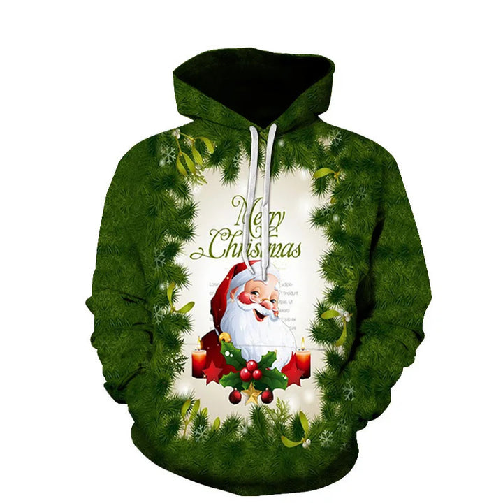 Damen Verspielter Weihnachts-Kapuzenpullover mit buntem Motiv Echoarchiv