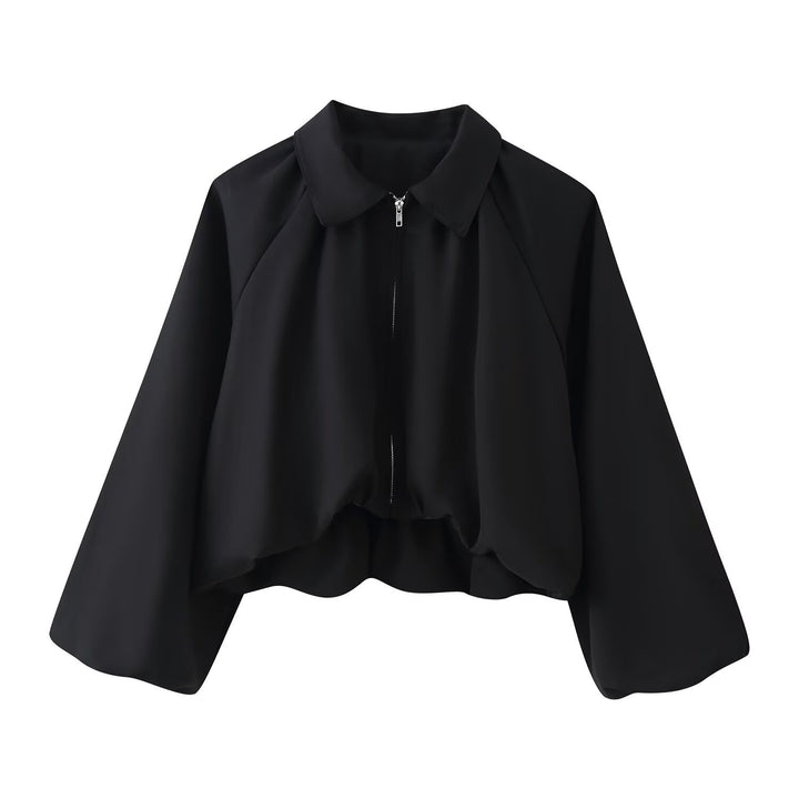 Damen Kurze Cropped‑Jacke mit Raglanärmeln, Reißverschluss und gerafftem Saum Echo Archiv
