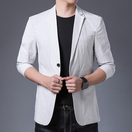 Herren legerer Blazer mit strukturiertem Stoff Echoarchiv