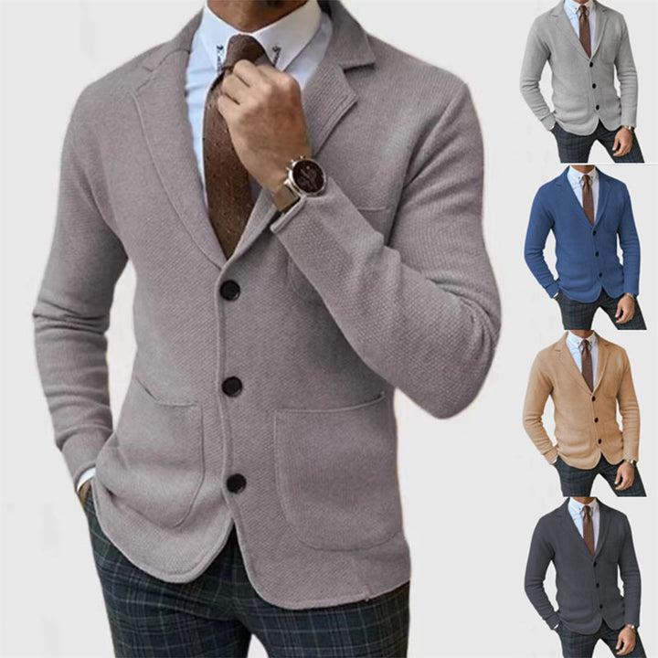 Herren Strickblazerjacke mit hohen Taschen und eleganter Knopfleiste Echoarchiv