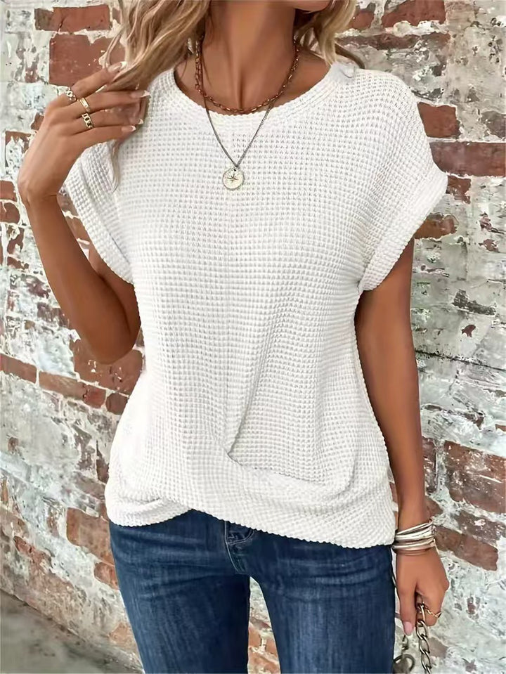 Damen lässiges Waffelpullover mit weichem Stoff und eleganten Ärmeln Echo Archiv