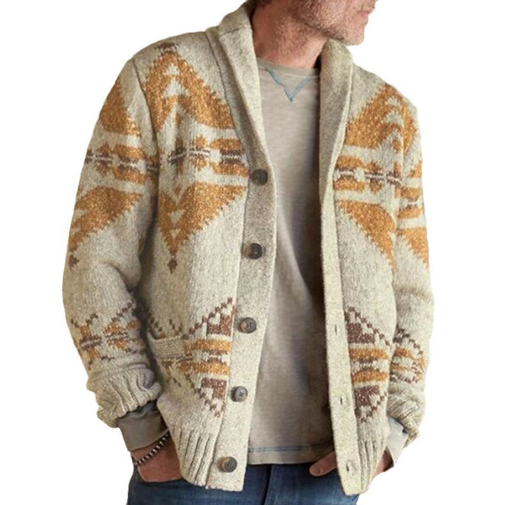 Herren Strickjacke mit geometrischem Muster und einem weichen, wärmenden Futter Echoarchiv