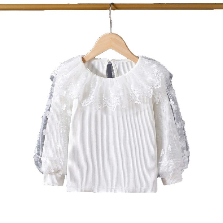 Damen Bluse mit romantischem Tüllkragen und floralen Stickereien Echo Archiv