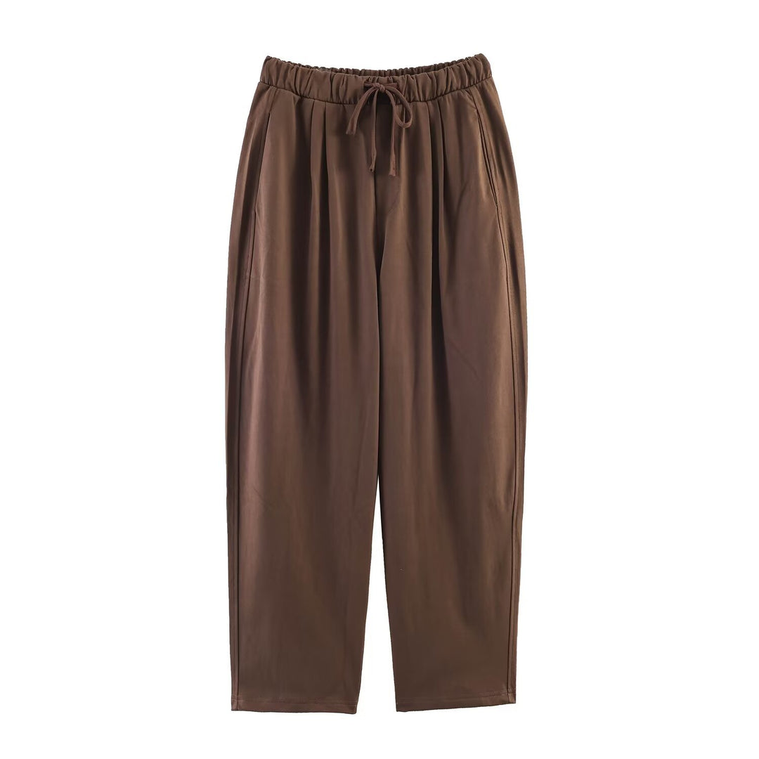 Damen Loungewear-Set aus weichem Jersey mit überlappendem Layer-Top und elastischer Highwaist-Hose Echo Archiv