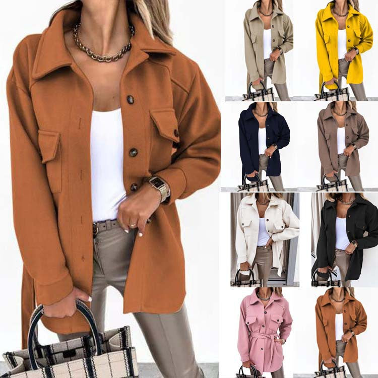 Damen nan oversized Hemdjacke aus Wollmischung mit aufgesetzten Pattentaschen Echo Archiv