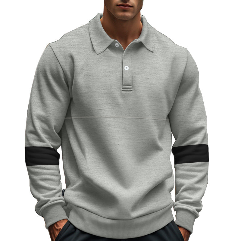 Herren lässiges Langarm-Polohemd mit kontrastierenden Ärmelstreifen Echoarchiv