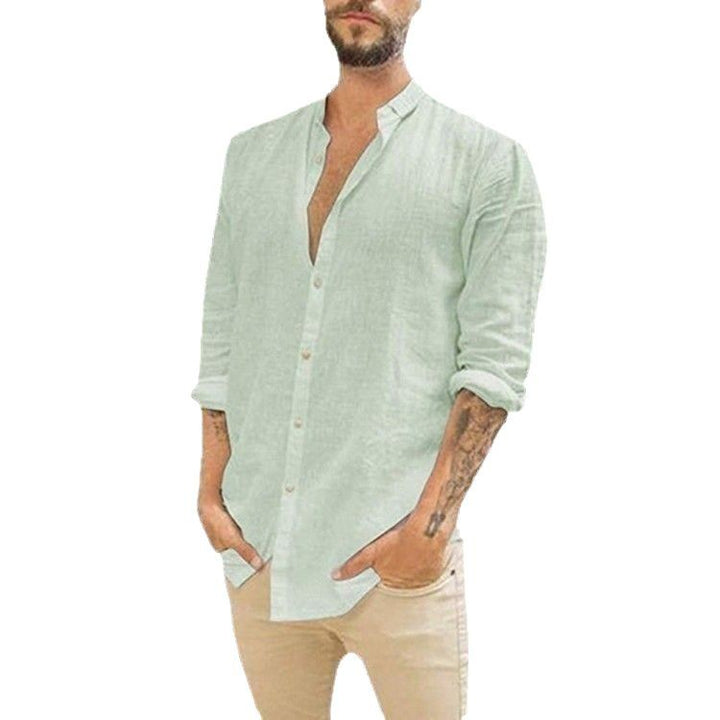 Herren Langärmliges Hemd mit modernem Stehkragen und strukturiertem Design Echoarchiv