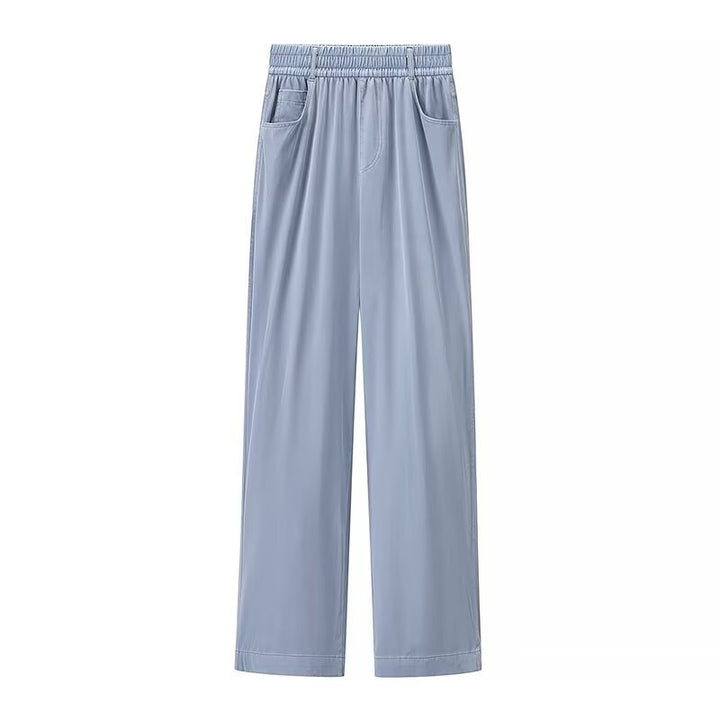 Damen weite High-Waist-Loungehose aus fließender Viskoseoptik mit Elastbund und Eingrifftaschen Echo Archiv