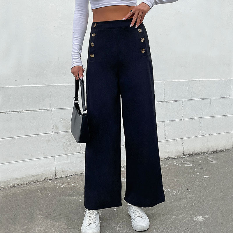Damen Weite Palazzo-Hose mit Knopfdetails Echo Archiv