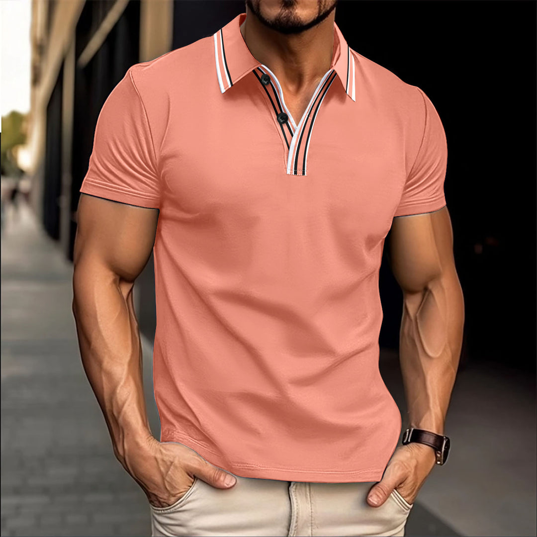 Herren modisches Kurzarmpoloshirt mit raffiniertem Knopfdetails Echoarchiv