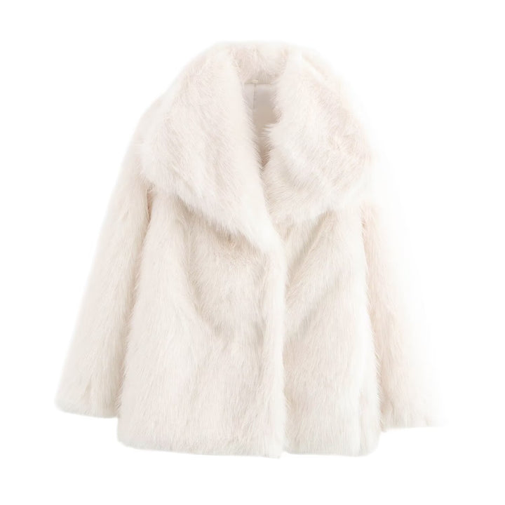 Damen Kurz geschnittener Faux-Fur-Mantel mit voluminösem Schalkragen und geradem Schnitt Echo Archiv