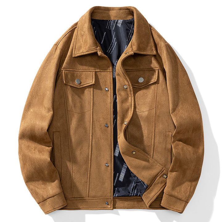 Herren Baumwollmix-Truckerjacke mit kontrastiertem Innenfutter und Pattentaschen – Taviero