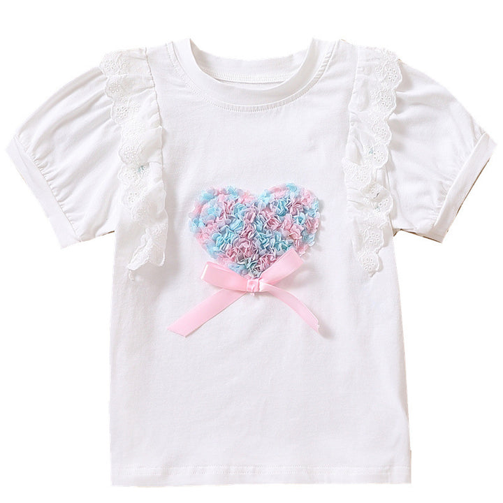 Mädchen T-Shirt mit Rüschendetails und Herzmotiv Echo Archiv