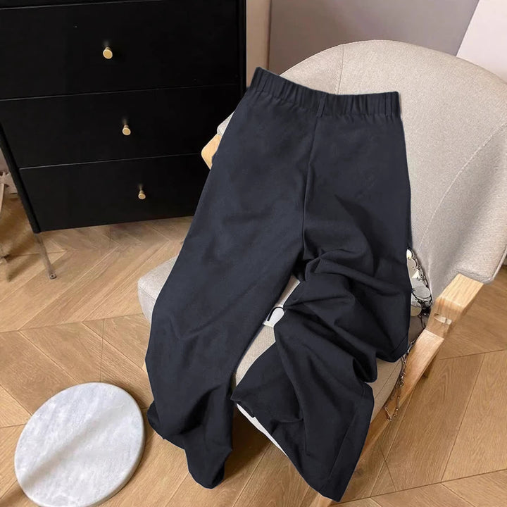 Damen Hochtaillierte Bundfalten-Hose mit weitem Palazzo-Bein – Avérine