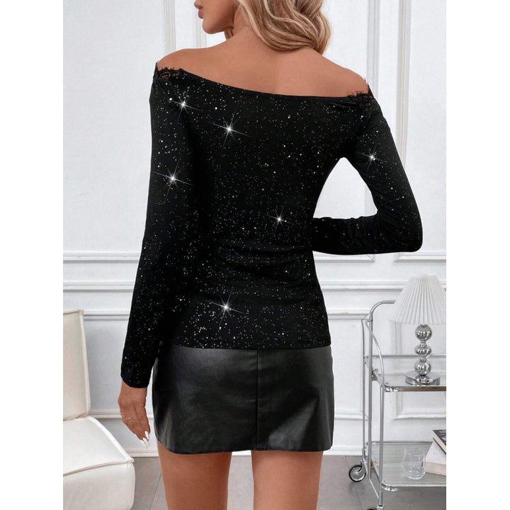 Damen Spitzenbody mit funkelnden Akzenten und schulterfreiem Design Echo Archiv