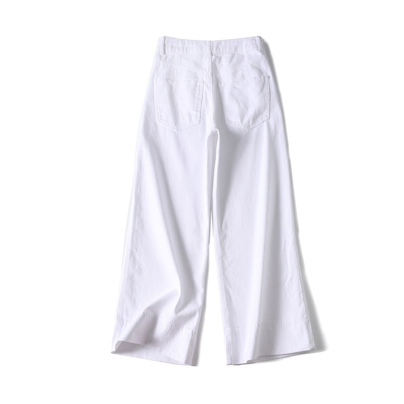 Damen Weite hochtaillierte Palazzo-Hose aus Baumwollmix mit Umschlagsaum Echo Archiv