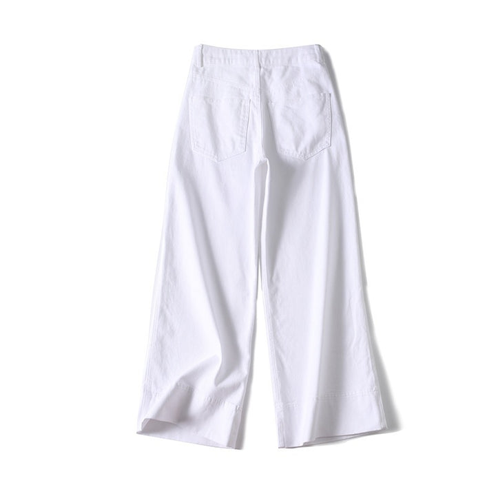 Damen Weite hochtaillierte Palazzo-Hose aus Baumwollmix mit Umschlagsaum Echo Archiv