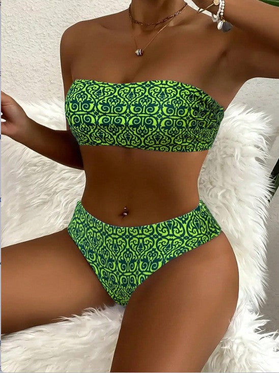 Damen Bandeau-Bikini mit elegantem Muster Echo Archiv