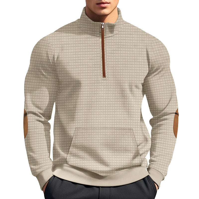 Herren sportlicher Hoodie mit halbem Reißverschluss und strukturiertem Design Echoarchiv
