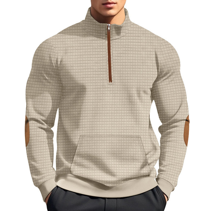 Herren sportlicher Hoodie mit halbem Reißverschluss und strukturiertem Design Echoarchiv