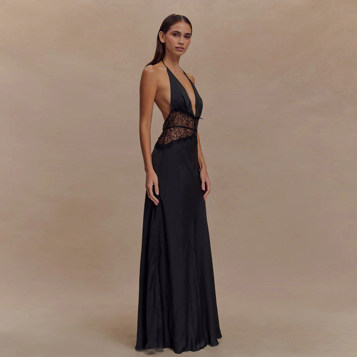 Damen Abendkleid mit Spitze und elegantem tiefem Ausschnitt Echo Archiv