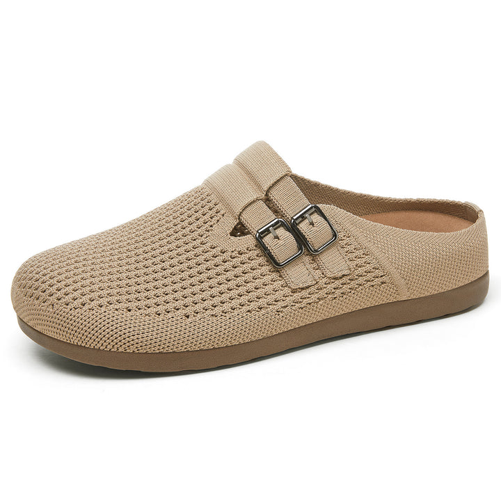 Damen nan gestrickter Clog-Mule mit doppelter Metallschnalle, atmungsaktivem 3D-Strickoberteil und ergonomischem Memory-Fußbett Echo Archiv