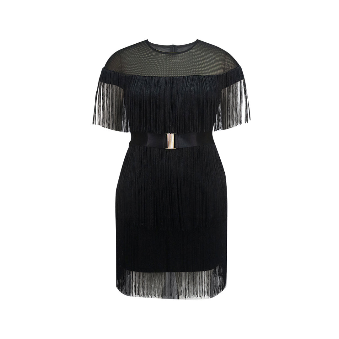 Damen Fransen Kleid mit elegantem Taillengürtel Echo Archiv