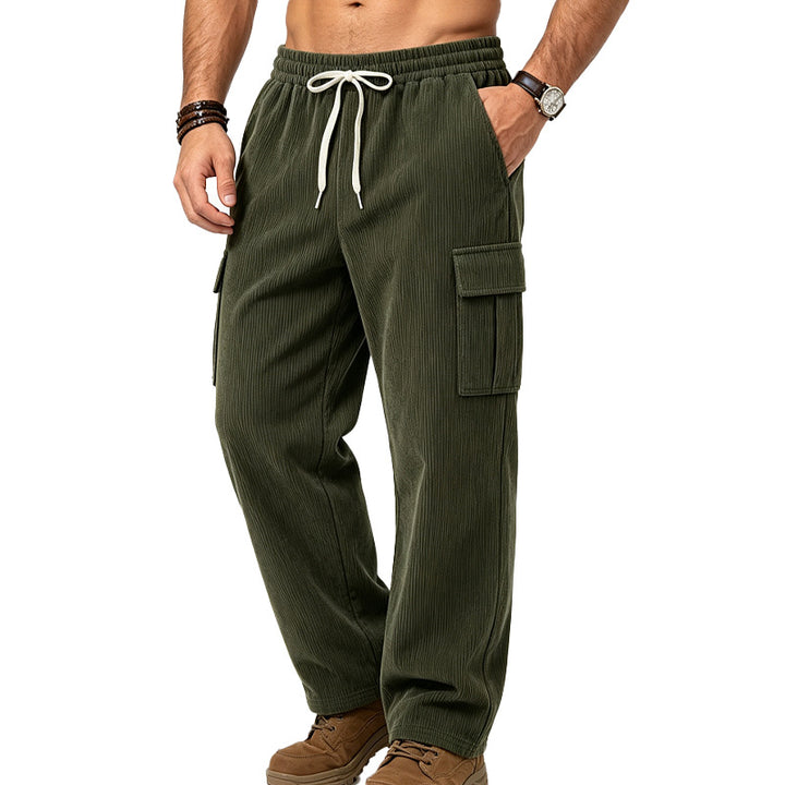 Herren Lässige Cord-Cargo-Hose mit elastischem Bund und Kordelzug Echoarchiv