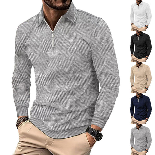 Herren hochwertiger Strickpullover mit Stehkragen und modischem Reißverschluss Echoarchiv
