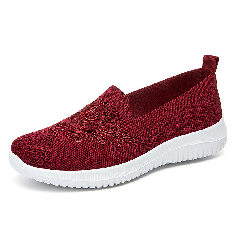 Damen nan eleganter Strick-Slipper mit floraler Stickapplikation, elastischem Einstieg und federleichter EVA-Laufsohle Echo Archiv